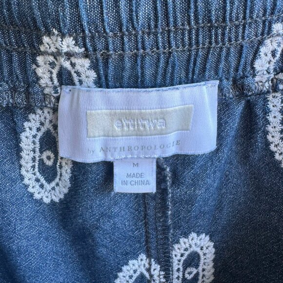 Anthropologie ETT:TWA Embroidered Eyelet Chambray 100% Cotton Shorts Size M - Picture 3 of 9